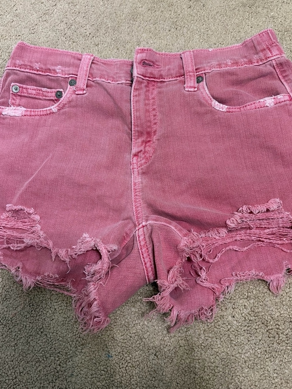 aerie Pink Distressed Denim Jean Shorts